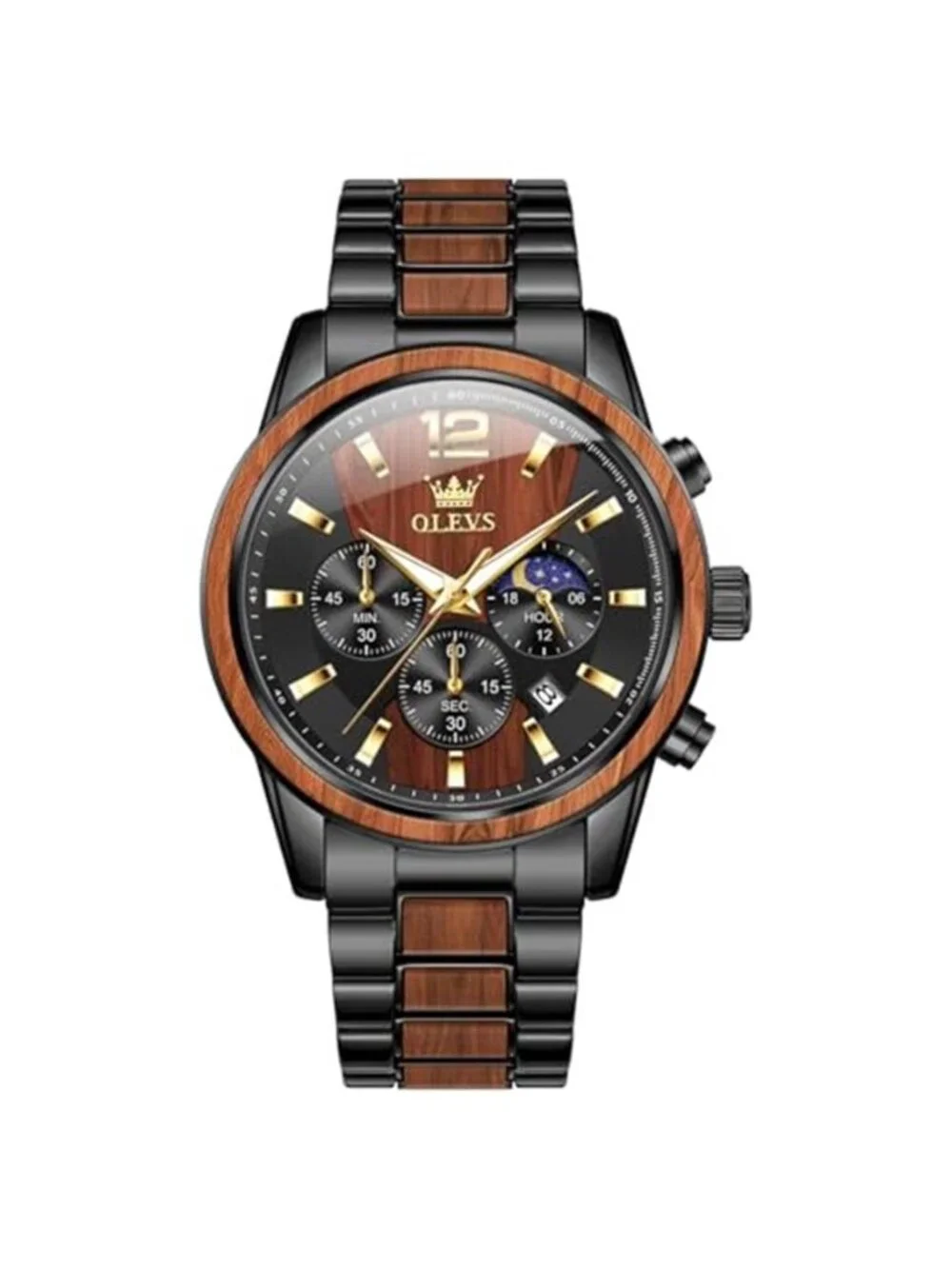 Men Analog Quartz Waterproof Watches Multifunction Chronograph Diamond